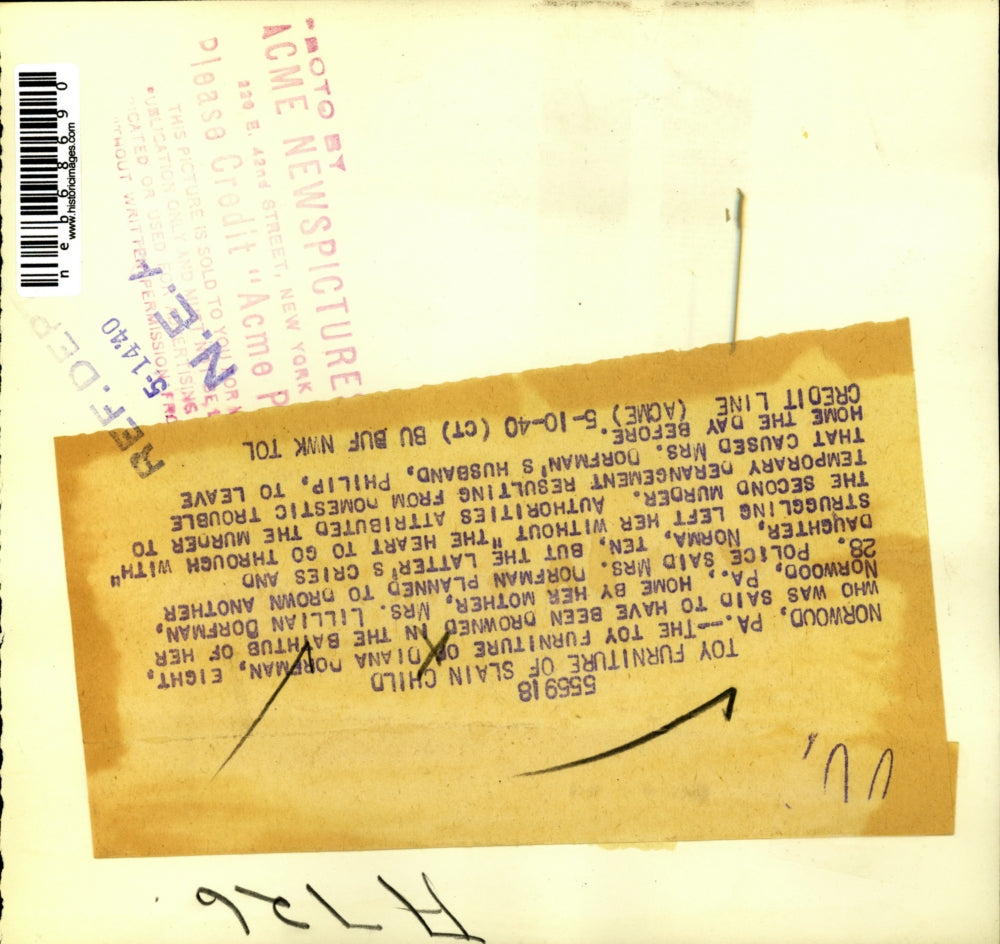 1940 Press Photo Toy furniture of Diana Dorman who was killed by her mother