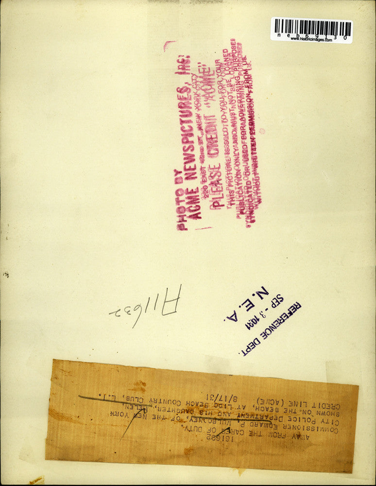 1931 Press Photo Edward P.Mulbodney Commissioner of N.Y. Police with daughter