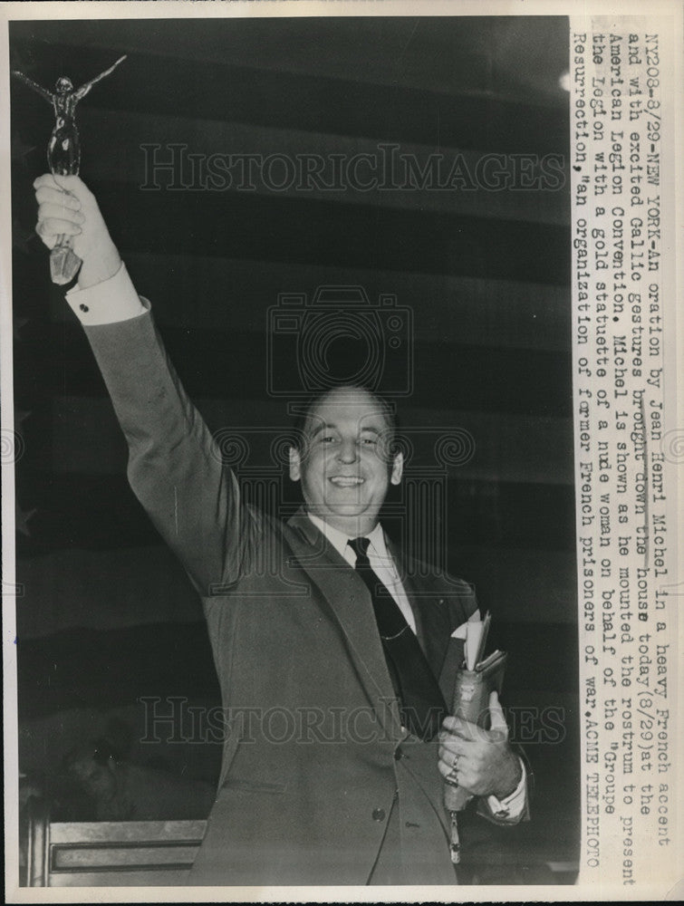 1947 Press Photo Jean Henri Michel at the American Legion Convention