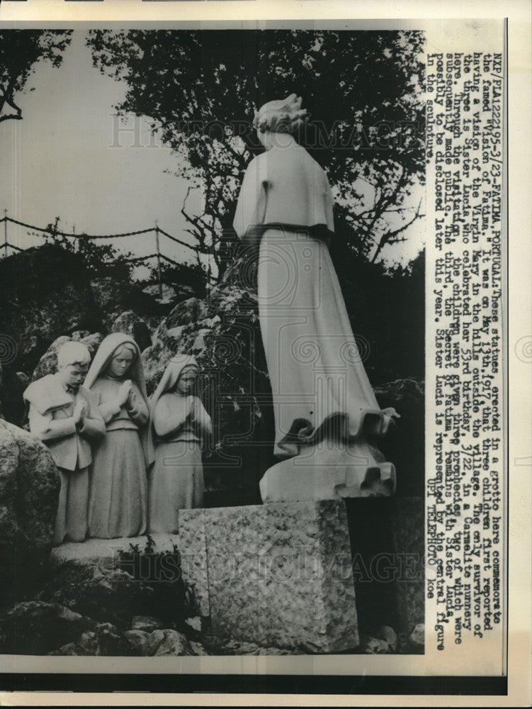 1960 Press Photo Statues erected in Groto Sister Lucia - neb71616
