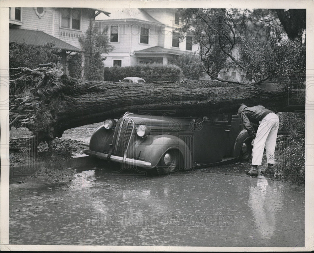 1946 Press Photo Los Angeles California Jerry Smith Storm Damage - Historic Images