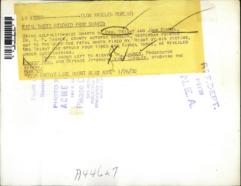 1938 Press Photo Dr Wagner,E Roll & atty J Giesler at Wright trial - neb73239