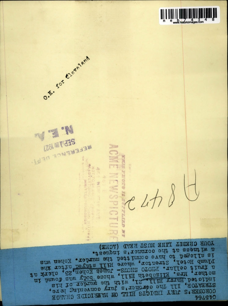 1927 Press Photo Harry Hill James Kohen Trial For Murder Of Mother - neb74348