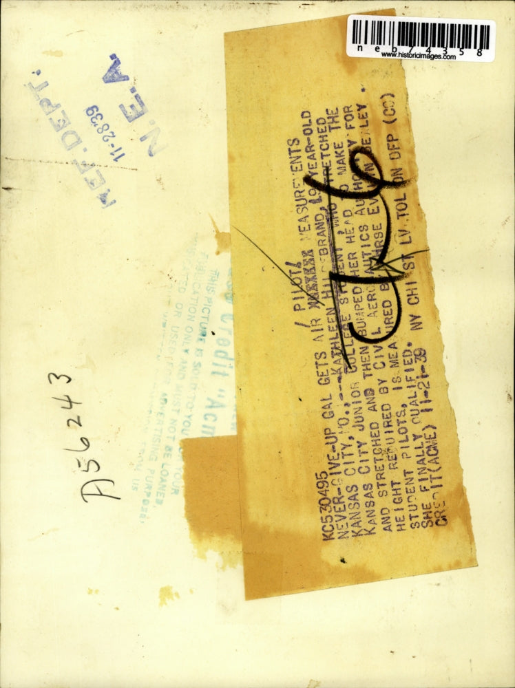 1939 Press Photo Kathleen Hildebrand Kansas City Junior College Student