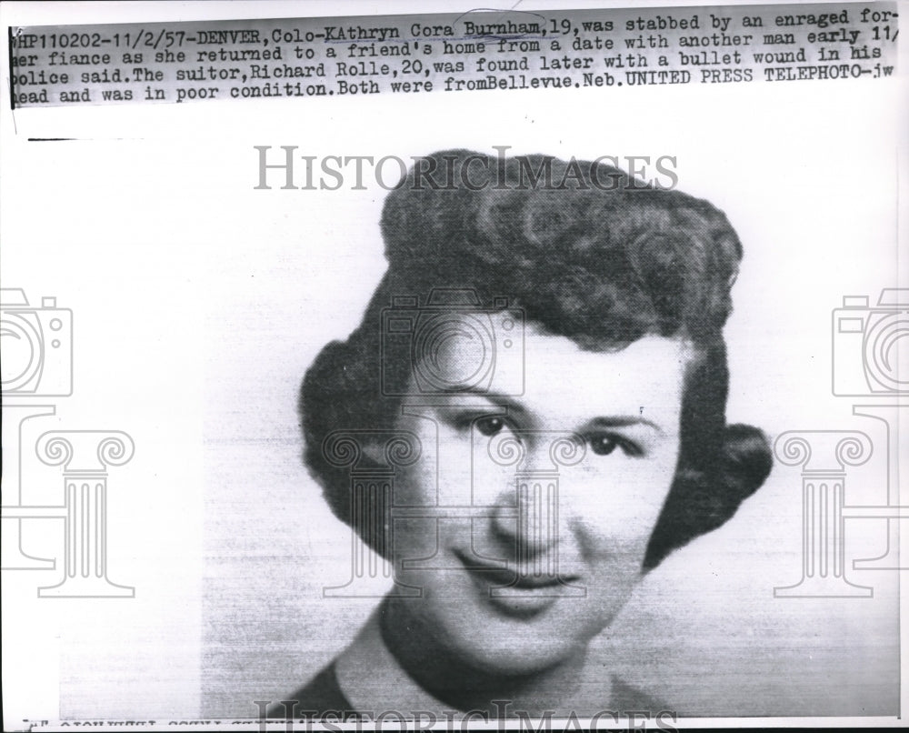 1957 Press Photo Denver, Kathryn C Burnham stabbed by former suitor