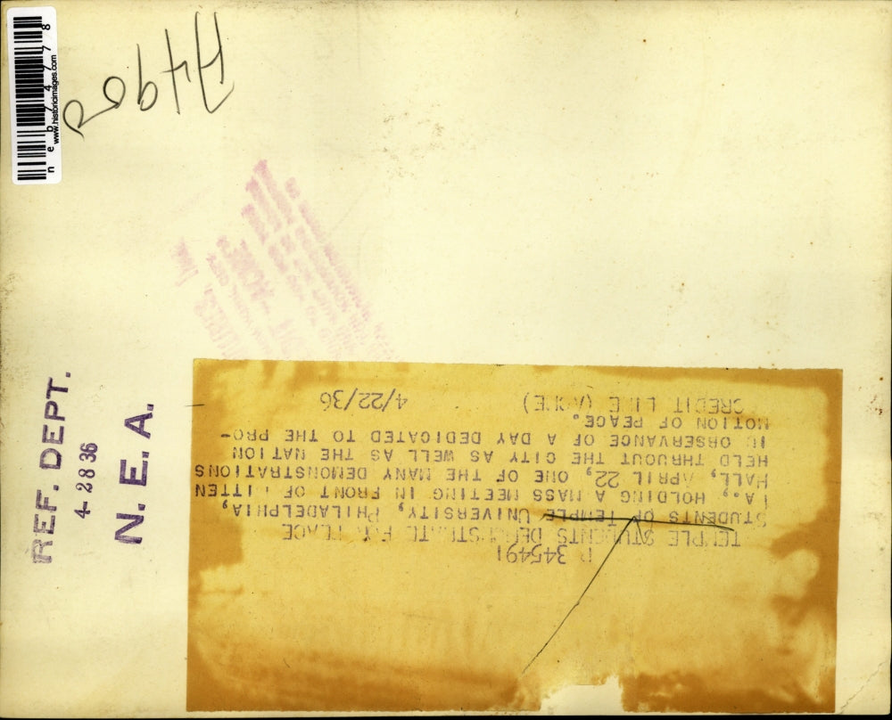 1936 Press Photo Temple Students Demonstrating - neb74778