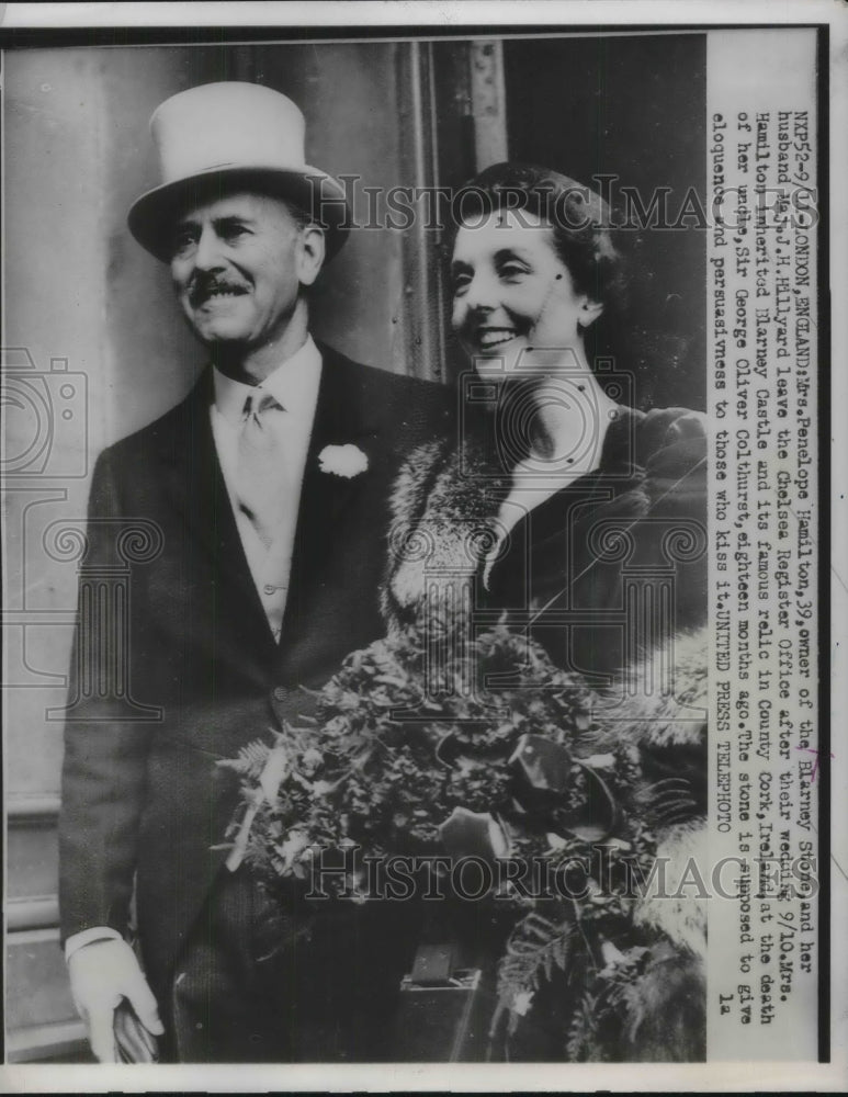 1932 Press Photo London, England, Mrs P Hamilton & husband Maj JH Hillyard wed