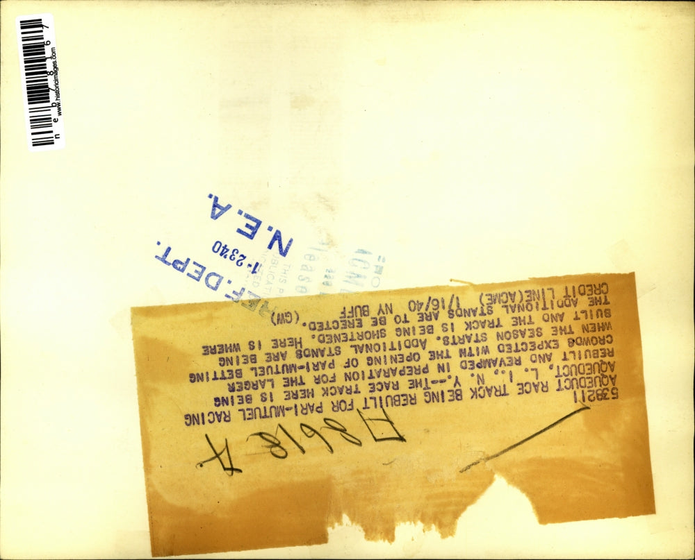 1940 Press Photo Aqueduct Race Track Being Rebuilt For Pari-Mutuel Racing