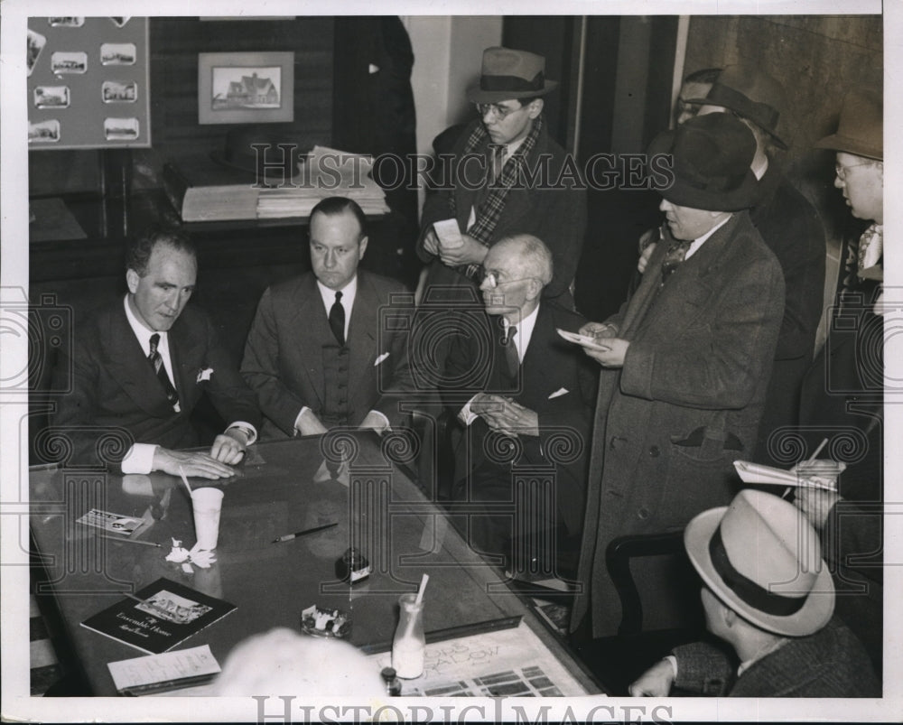 1937 Press Photo Detroit, Mich union leaders, Gov F Murphy,F Couzens, Wm Walker- Historic Images