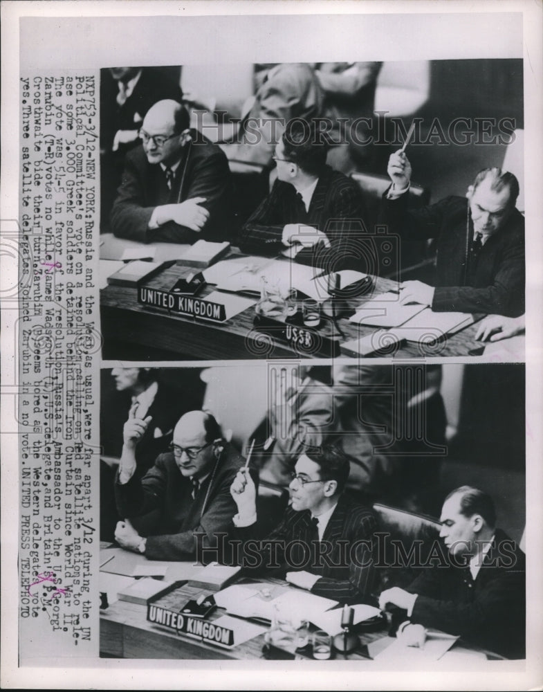 1953 Press Photo UN Political Committee vote on Red satellite nations to release- Historic Images