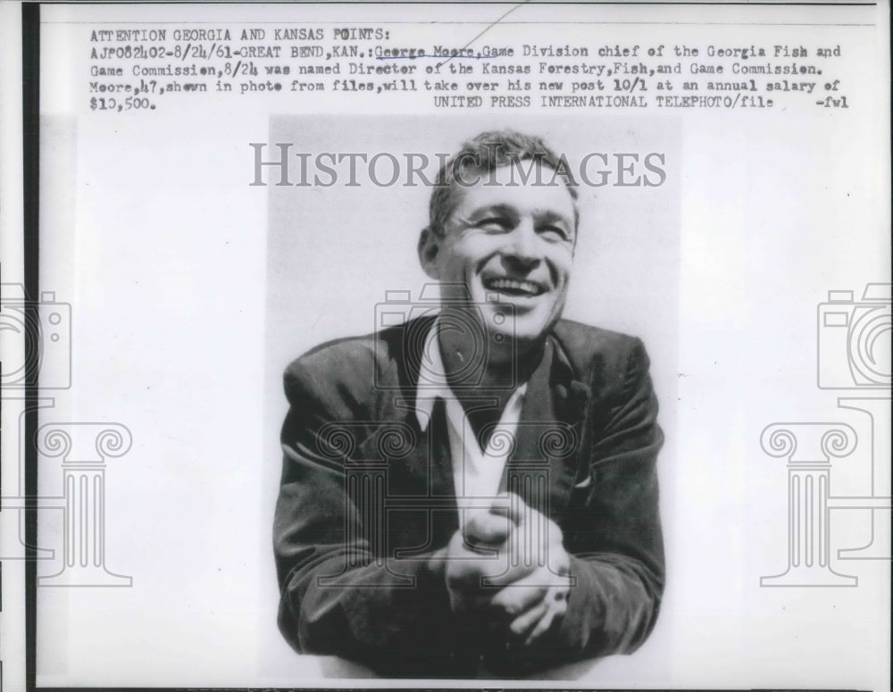 1961 Press Photo George Moore Named Director OF Kansas Forestry Fish