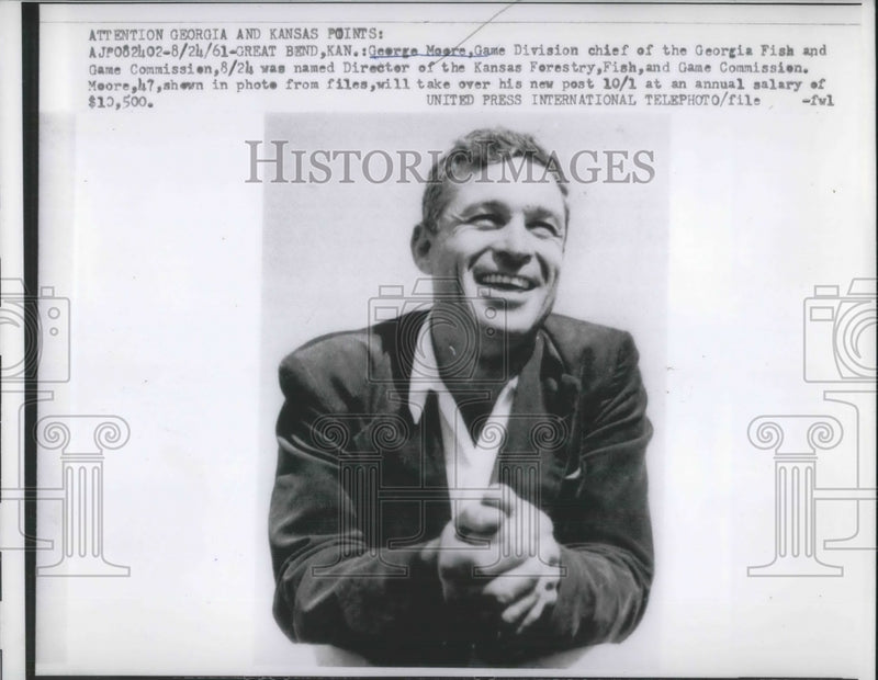 Load image into Gallery viewer, 1961 Press Photo George Moore Named Director OF Kansas Forestry Fish
