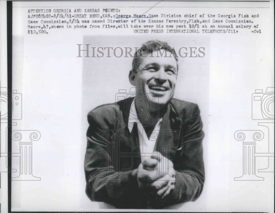 1961 Press Photo George Moore Named Director OF Kansas Forestry Fish