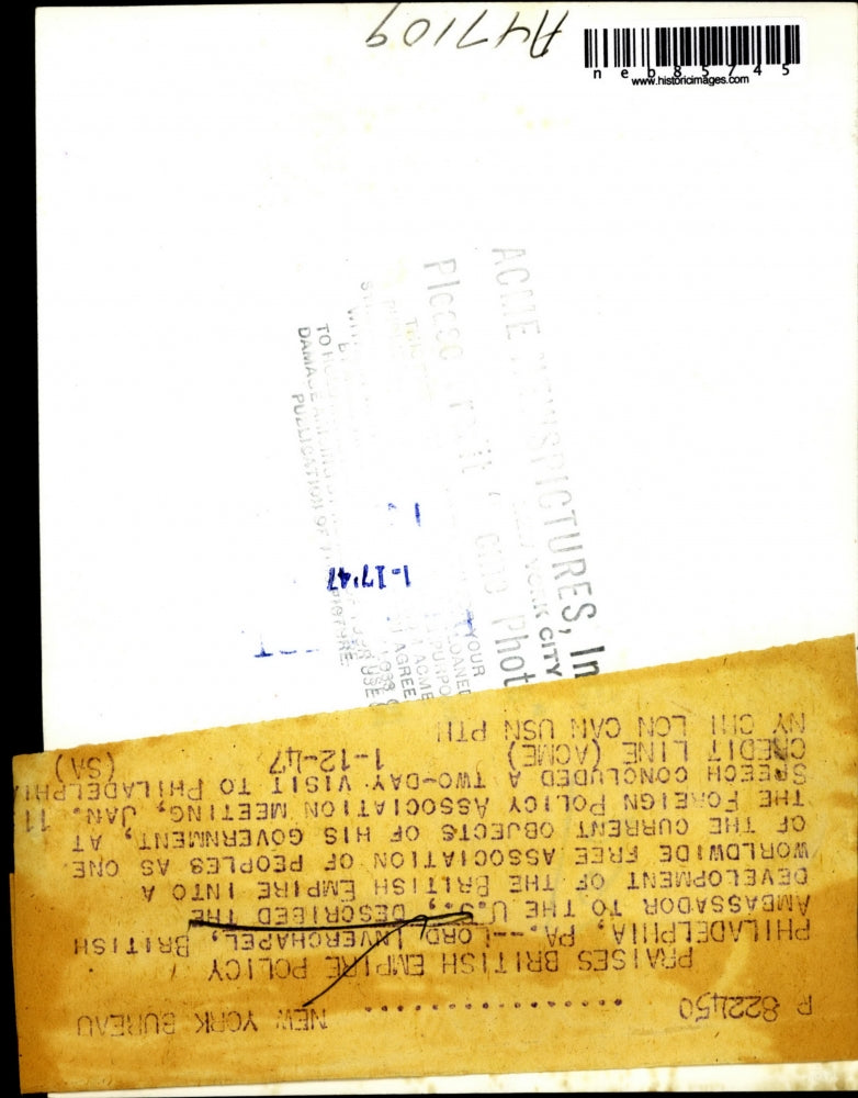 1947 Press Photo Lord Inverchapel, British Ambassador to U.S. - neb85745