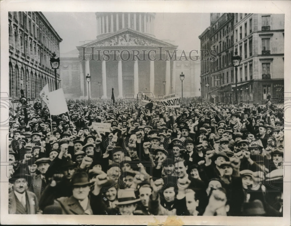 1936 Press Photo Paris, France demonstration against Socialists- Historic Images