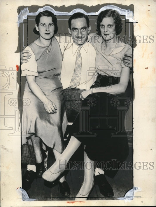 1933 Press Photo Jay Beagle & Mrs Linda Beagle & Lydia Weber Live In Lover- Historic Images