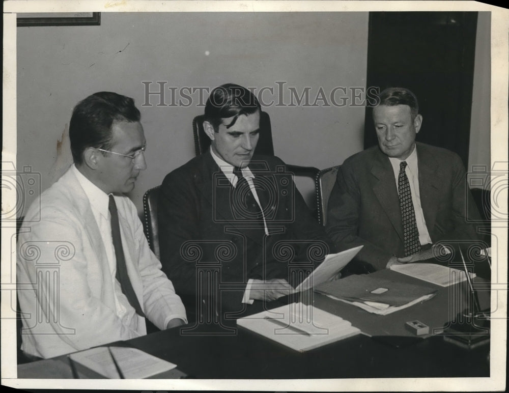 1936 Press Photo Social Security Board, A. Altmeyer, John Winant, Vincent Miles- Historic Images