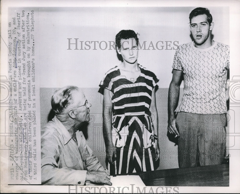 1953 Press Photo John Johnson & Wife Betty Arrested for Endangering Life of Chil- Historic Images