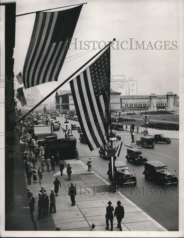 1932 Press Photo Republican Natl convention crowds on Michican Ave in Chicago- Historic Images