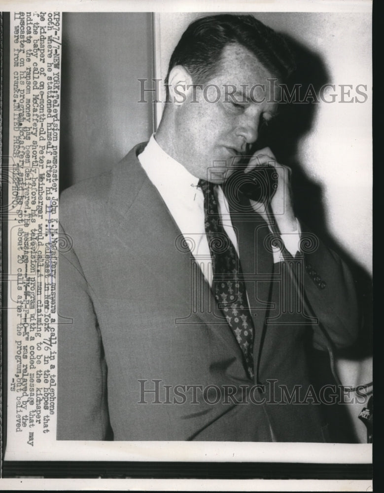 1956 Press Photo NYC, TV newscaster John McCaffrey- Historic Images