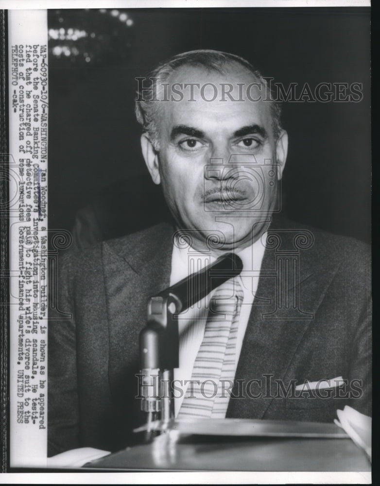 1954 Press Photo Wash.D.C. Ian Woodner, Wash builderat Senate Bank Committee- Historic Images