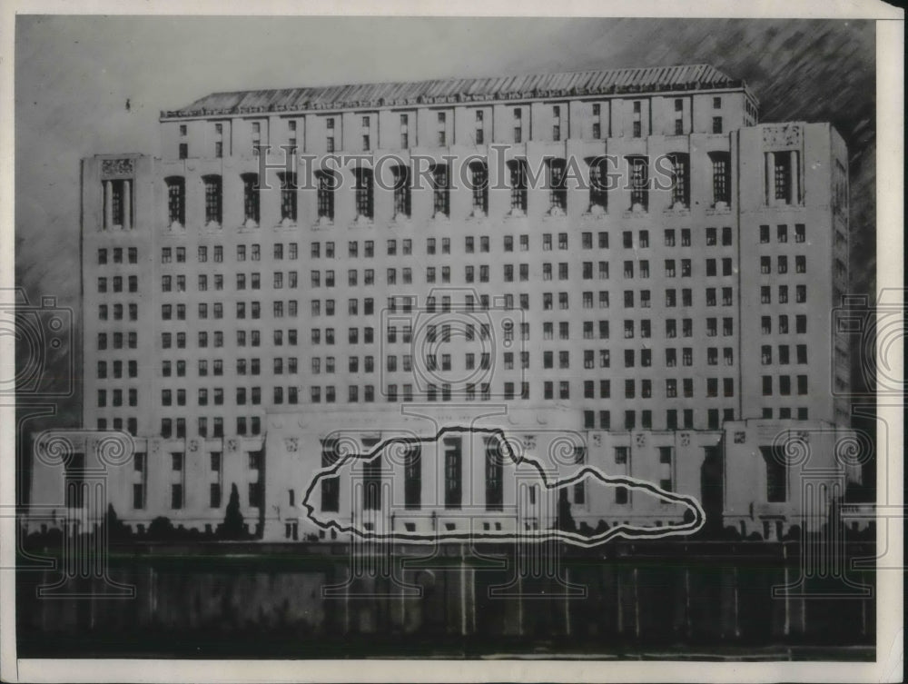 1932 Press Photo Ohio State's New Office Building Valued Over $8 Million Dollars