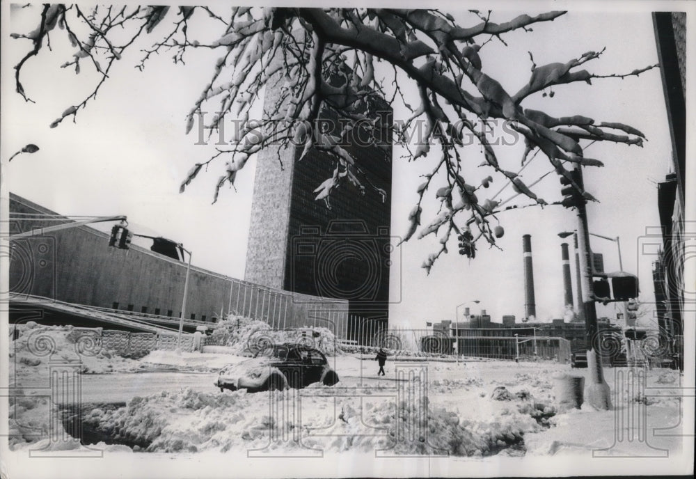 1969 Press Photo United Nations New York Closed Worst Snowstorm in 8 Years