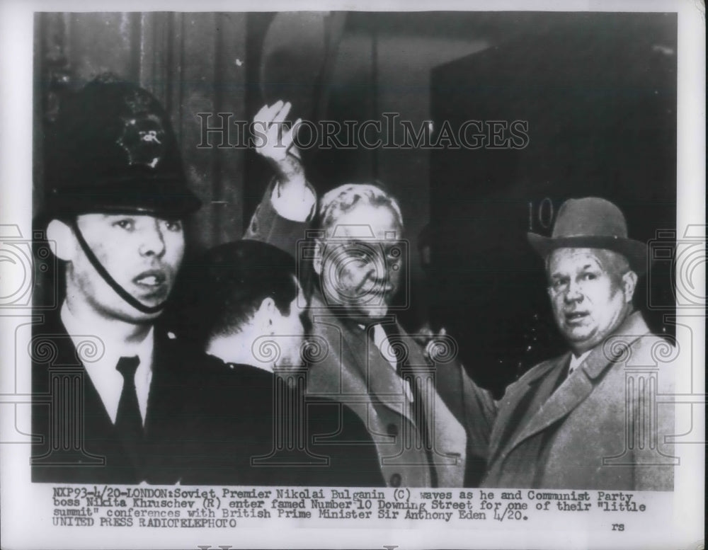 1956 Press Photo Soviet Premier Nikolai Bulganin, Nikita Khrushchev - neb90917- Historic Images