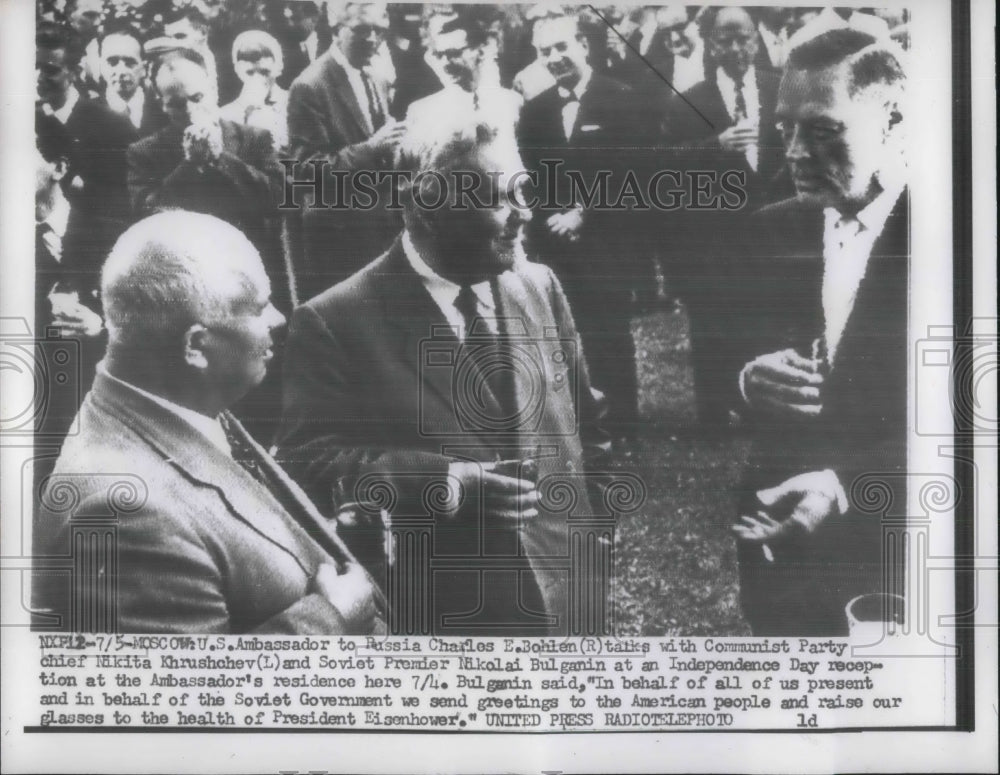 1956 Press Photo Russian Charles E. Bohlen, Nikita Khruschchev Nikolai Bulganin- Historic Images