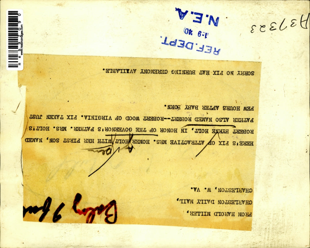 1940 Press Photo Mrs Homer Holt & sonRobert Byrne in hospital in W.Va.