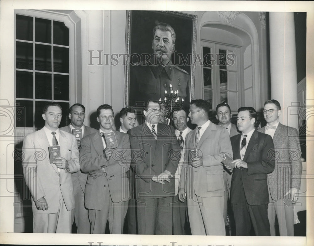 1955 Press Photo Soviet Ambassador Georgi Zaroubin with family and friends.- Historic Images