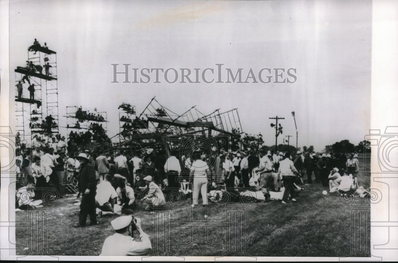 Load image into Gallery viewer, 1960 Press Photo Collapsed Stand at 500-Mile Speedway Track
