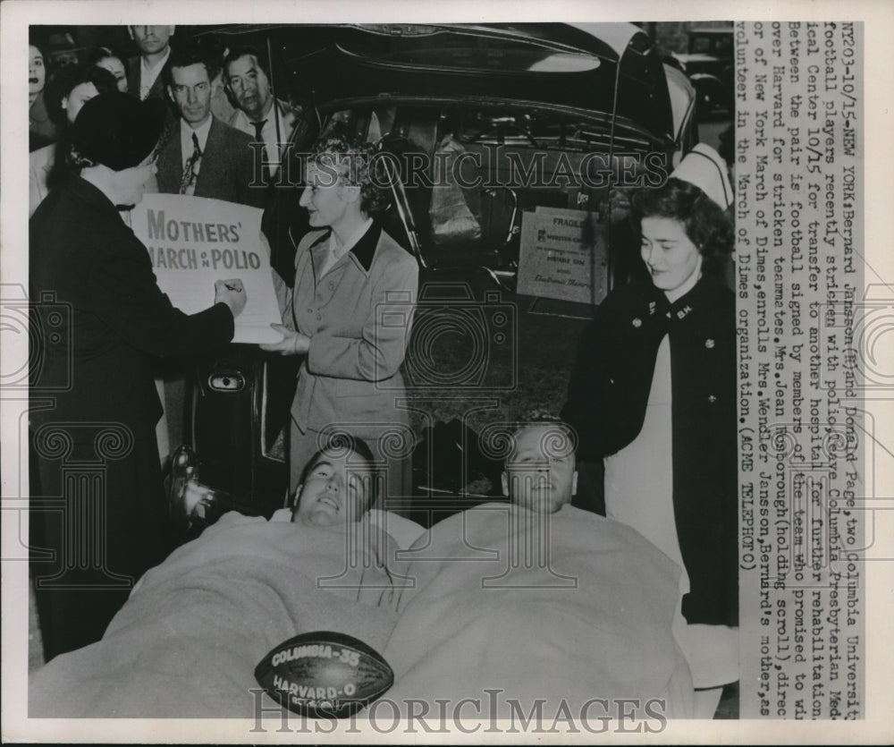 1951 Press Photo Bernard Jamsem Donald Page Columbia University Football players