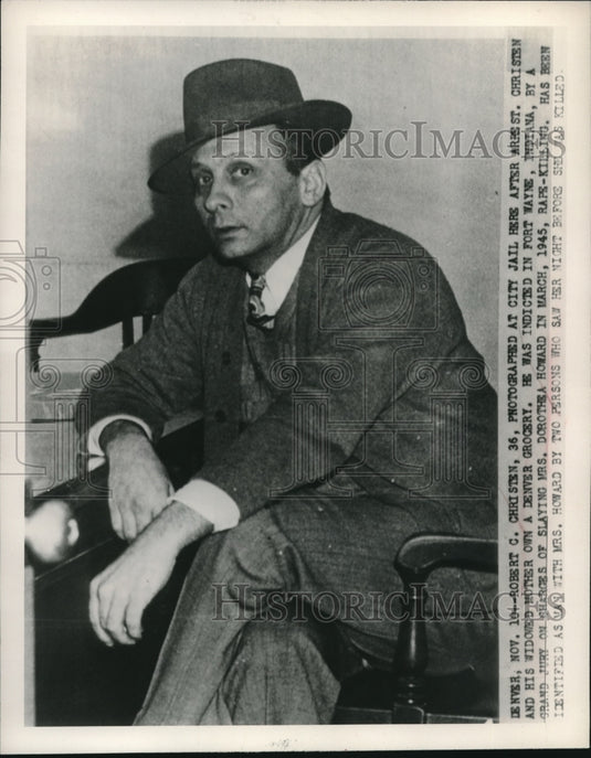 1948 Press Photo Robert Christen at Denver City Jail Indicted for Murder