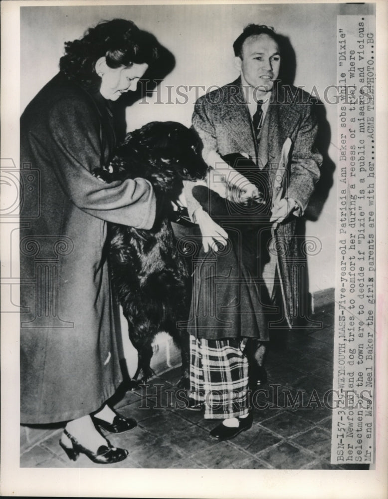 1949 Press Photo Patricia Ann Baker Cries During Trial To Determine If Her Dog