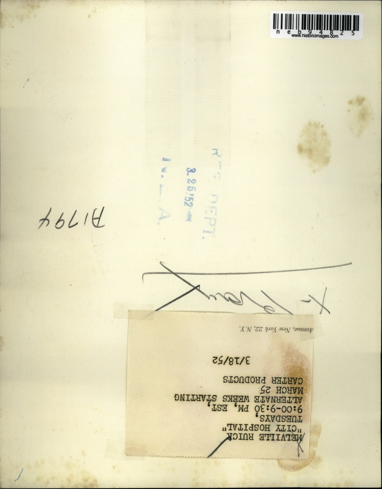 1952 Press Photo Melville Ruick "City Hospital"