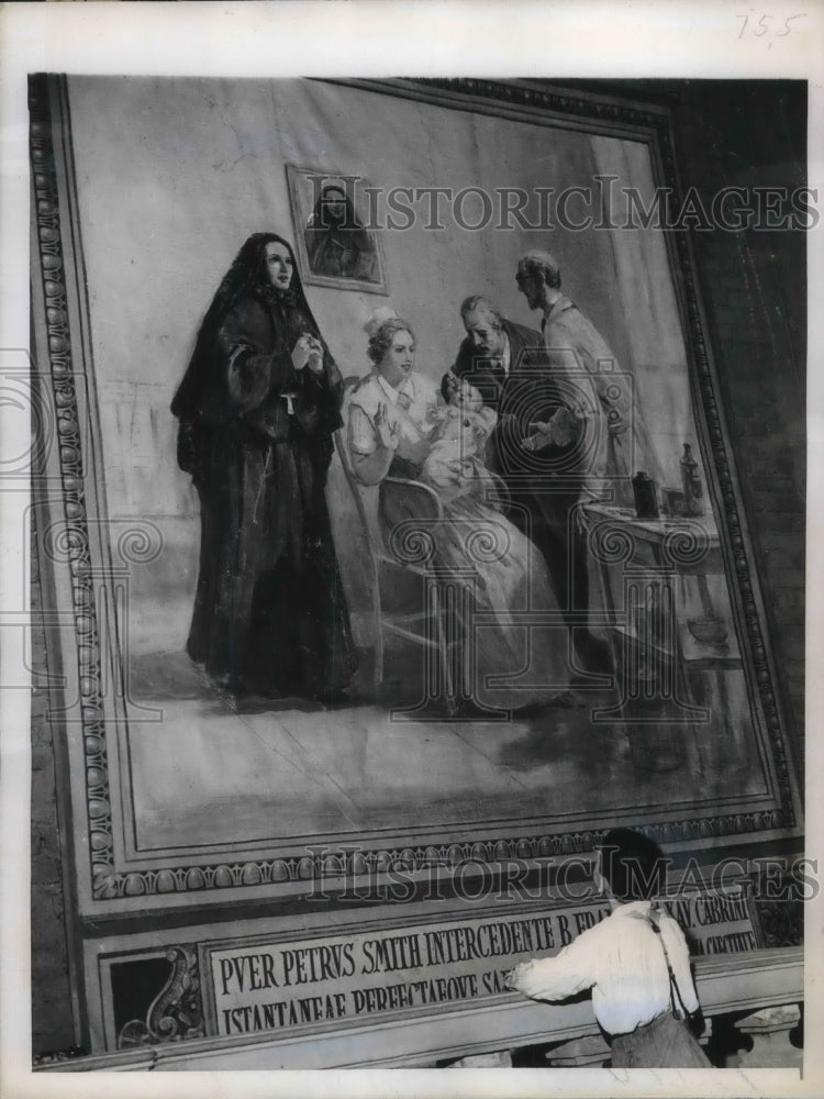 1946 Press Photo Painting of Miracle of Peter Smith Shown at Bologni Castle- Historic Images