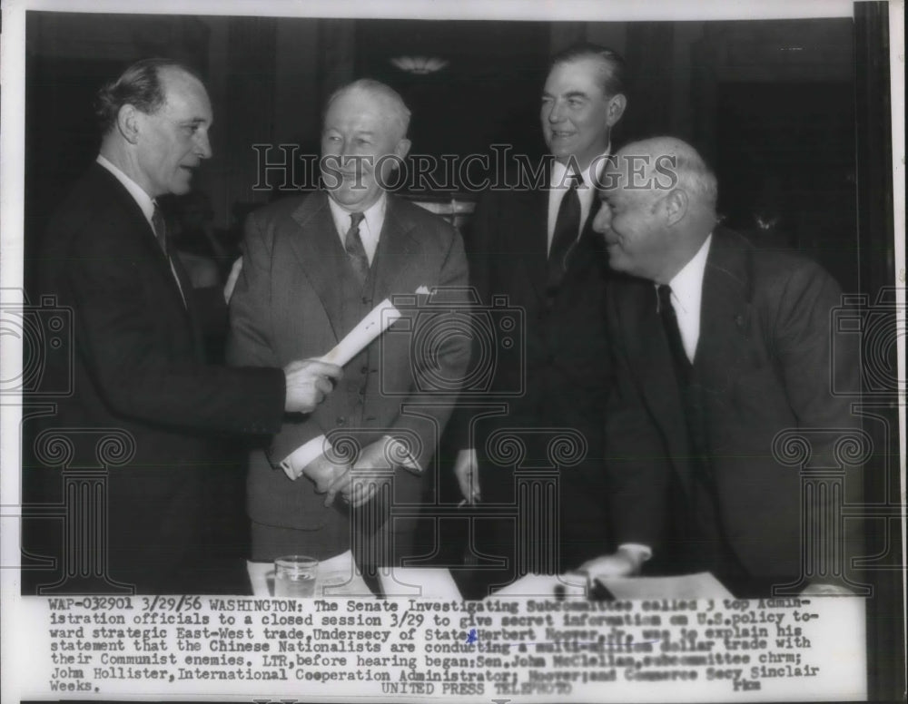 1956 Press Photo D.C. Senate subcommittee, Undersec of State H Hoover Jr,