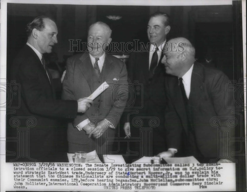 Load image into Gallery viewer, 1956 Press Photo D.C. Senate subcommittee, Undersec of State H Hoover Jr,
