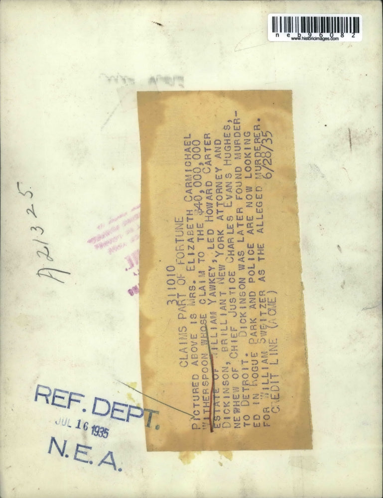 1935 Press Photo Elizabeth Carmichael Witherspoon heir to a $40 million estate