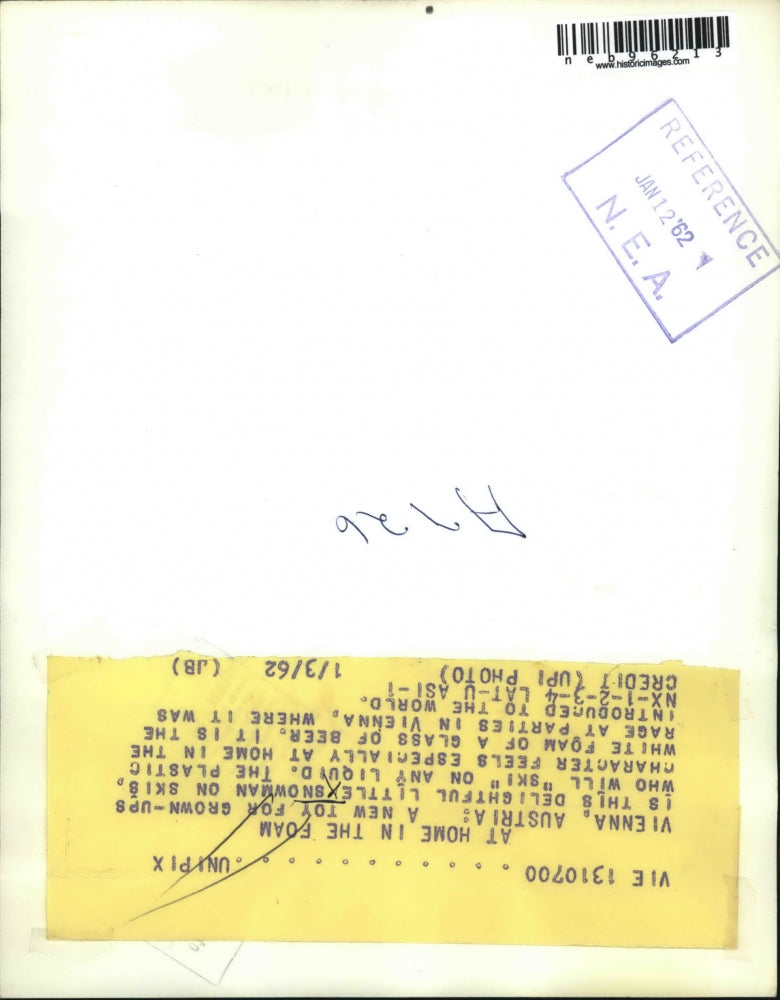 1962 Press Photo A Toy For Grown Ups Is Little Snowman On Skis Who Will Ski