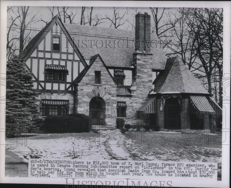 Load image into Gallery viewer, 1951 Press Photo Home of E Merl Young former RFC examiner
