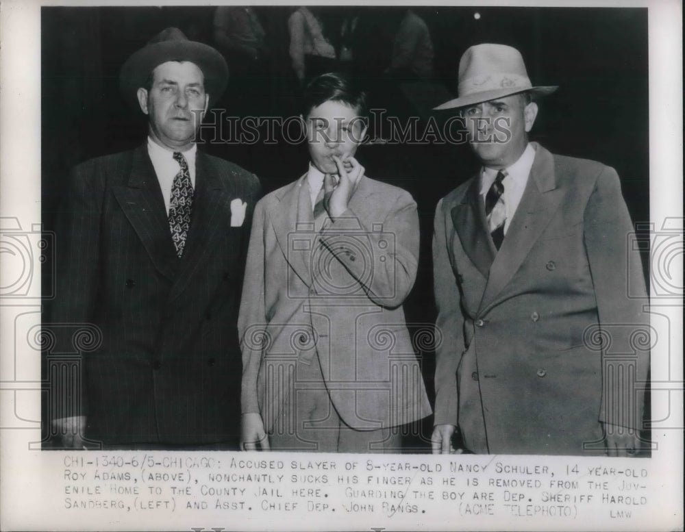 1948 Press Photo Roy Adams accused of murdering Nancy Schuler a 5 year old girl.