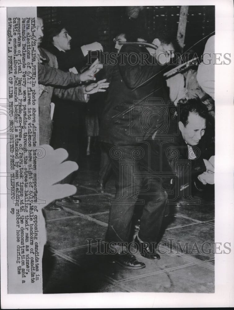 1956 Press Photo Violent Dispute Between Candidate Supporters in Peru Elections- Historic Images