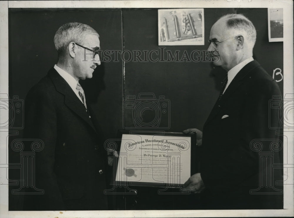 1931 Press Photo Dr. John Kiffin Gives George Ryan Membership To Vocational Ass.