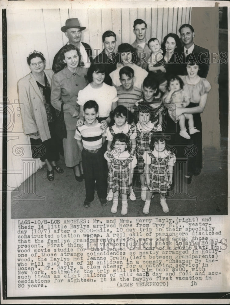 1949 Press Photo La, Calif. Mr &amp; Mrs Harry Bayly &amp; their 14 children- Historic Images