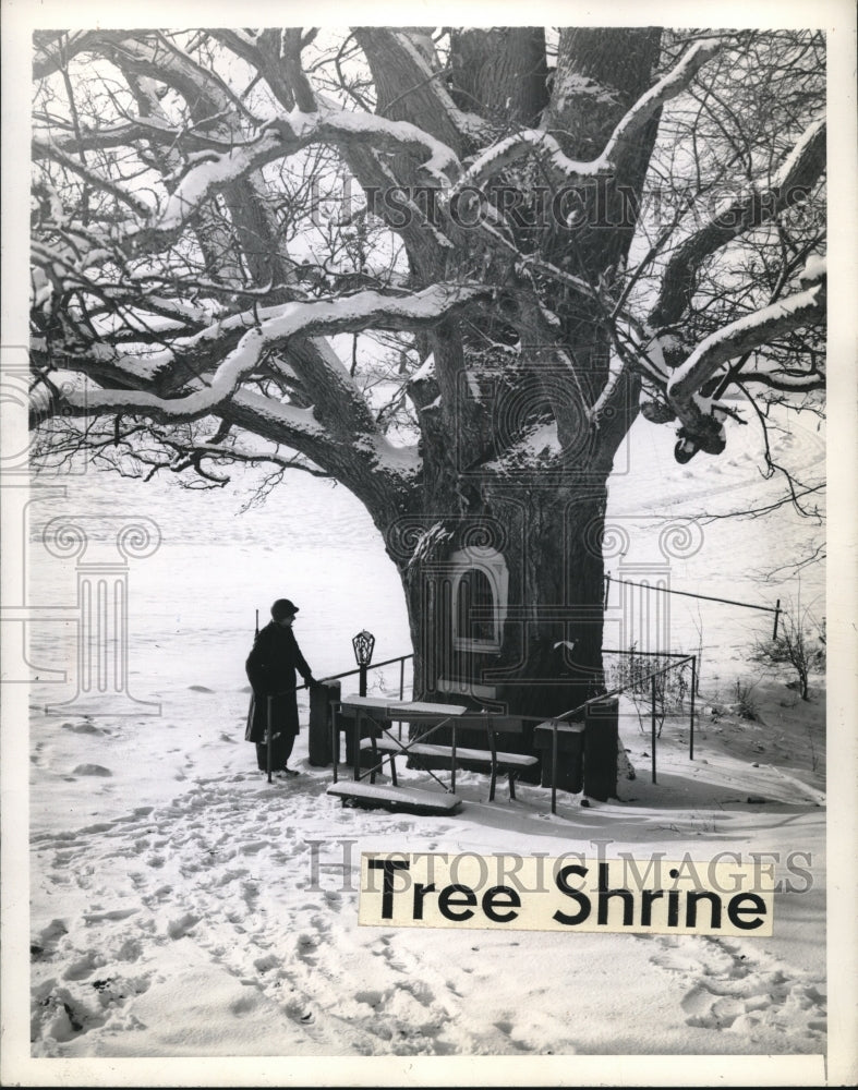 1945 Press Photo Tree Shrine at Luxembourg park- Historic Images