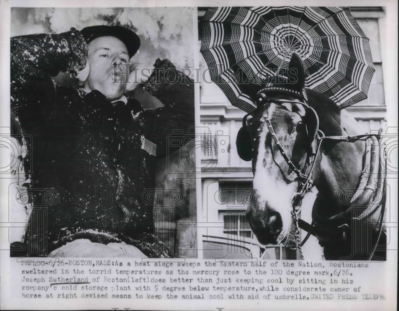 Load image into Gallery viewer, 1952 Press Photo Joseph Sutherland of Boston Keeps Cool During Eastern Heat Wave
