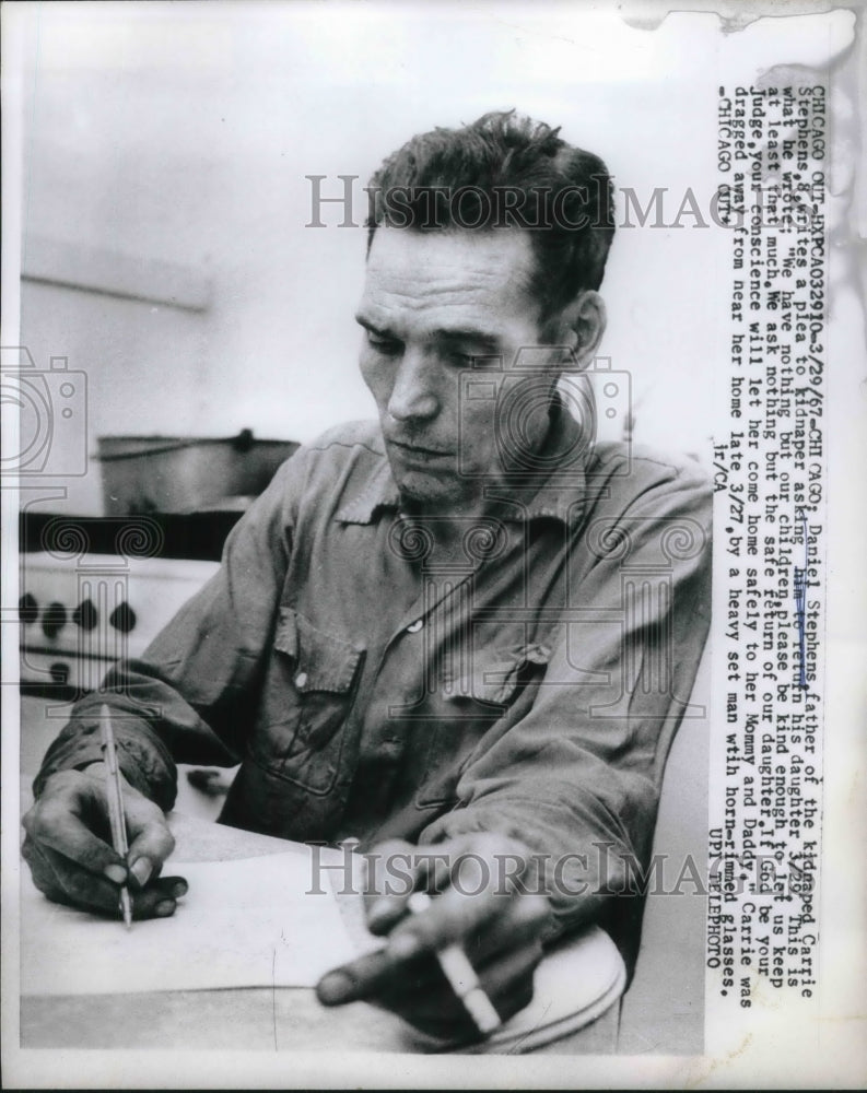 1967 Press Photo Chicago, Daniel Stephens, daughter has been kidnapped