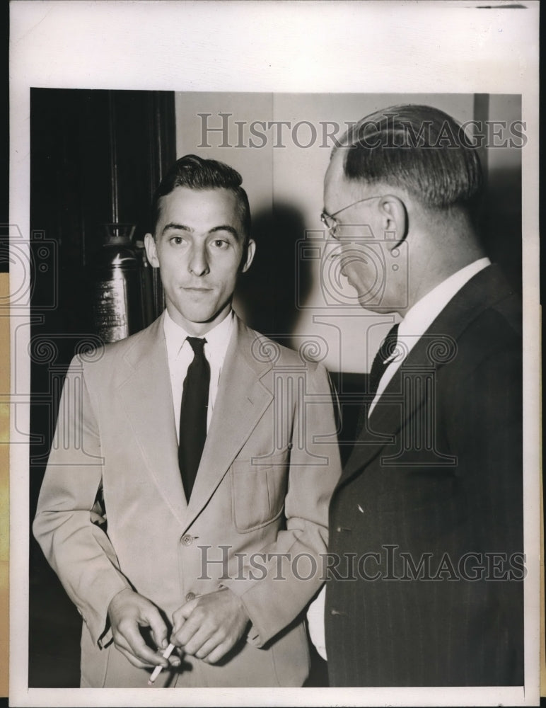 1945 Press Photo James Kovacs Brother of Slain Sailor Albert Kovacs Smoking- Historic Images